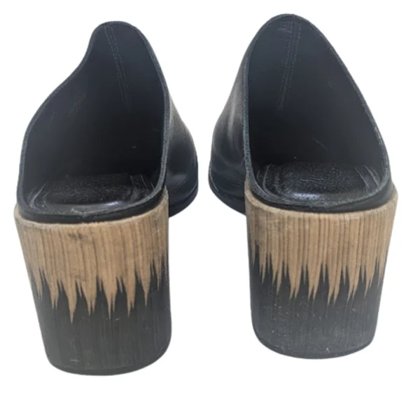 Sculptural Heel Black Leather Mules | Matisse Evie | Modern Minimalist Size 8M - Picture 4 of 9